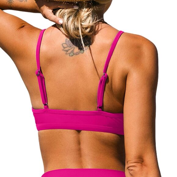 Cupshe Bikini Top Womens Medium Hot Pink NEW - Picture 2 of 5